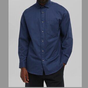 Mode of One Men's Relaxed Fit Button Down Twill Shirt Caspian Size XXL